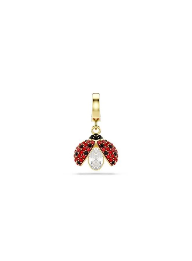 Idyllia Red Ladybug Charm Gold Tone Plated Bracelet